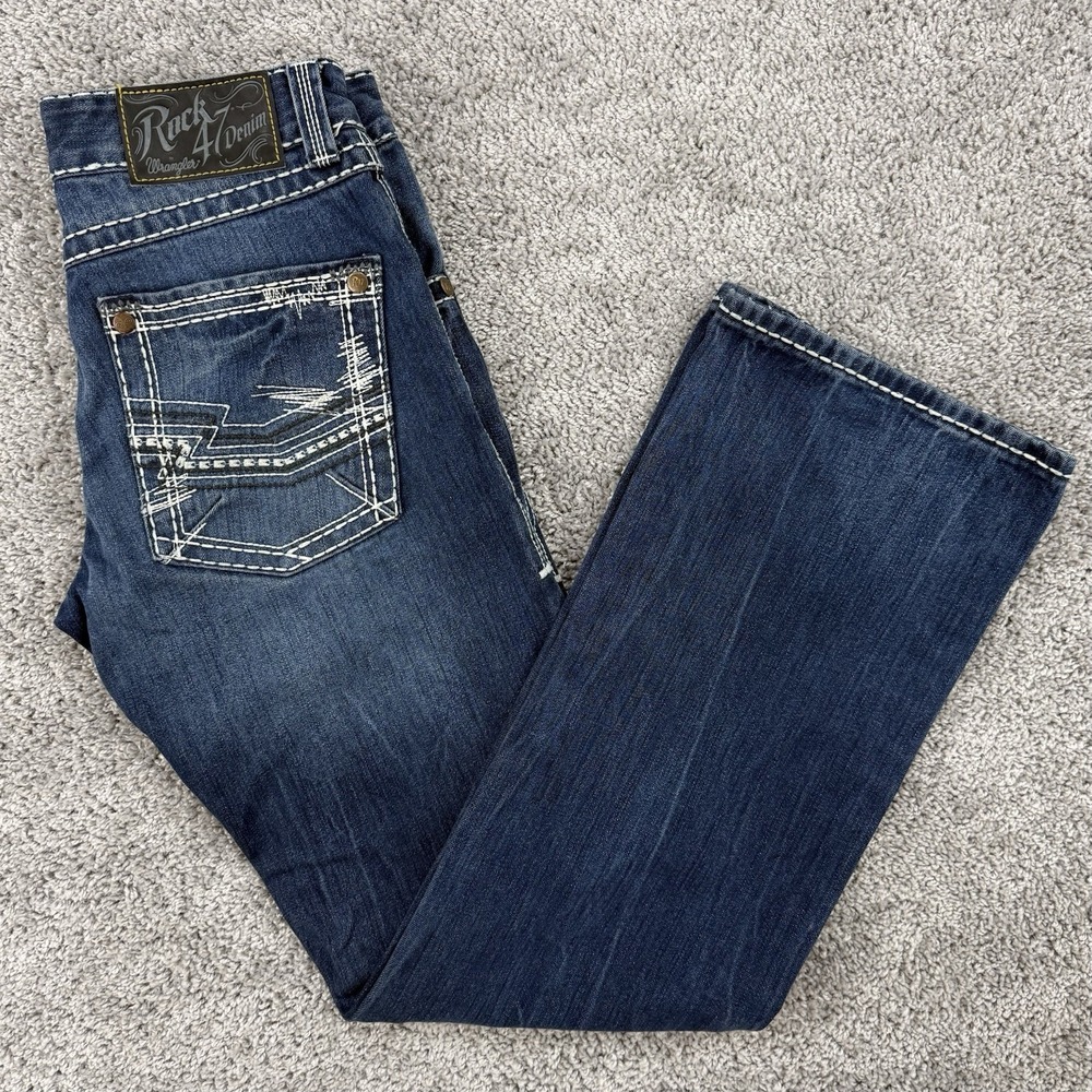 Wrangler Rock 47 Jeans Men's 29x32 Relaxed Bootcut Embroidery Western Cowboy